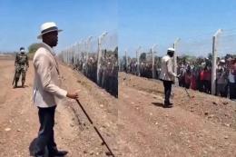 Screengrab image of Raila Odinga Junior greeting a crowd in Kilgoris.